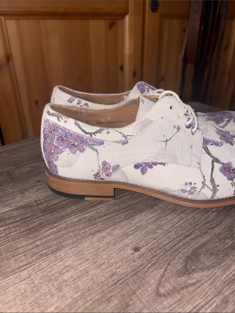 Stacy Adams White Canvas Derby with Purple Floral Print - Picture 6 of 10